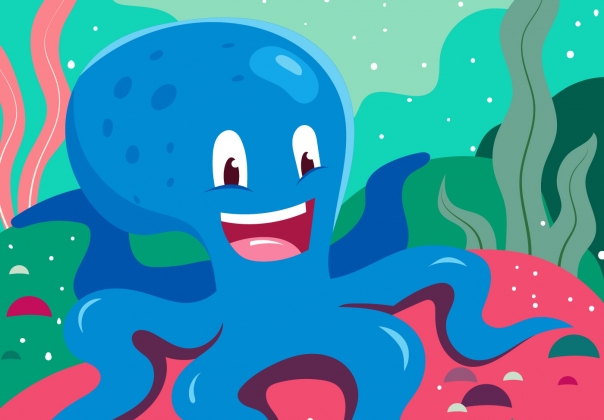 海底章鱼矢量插图Octopus Illustration